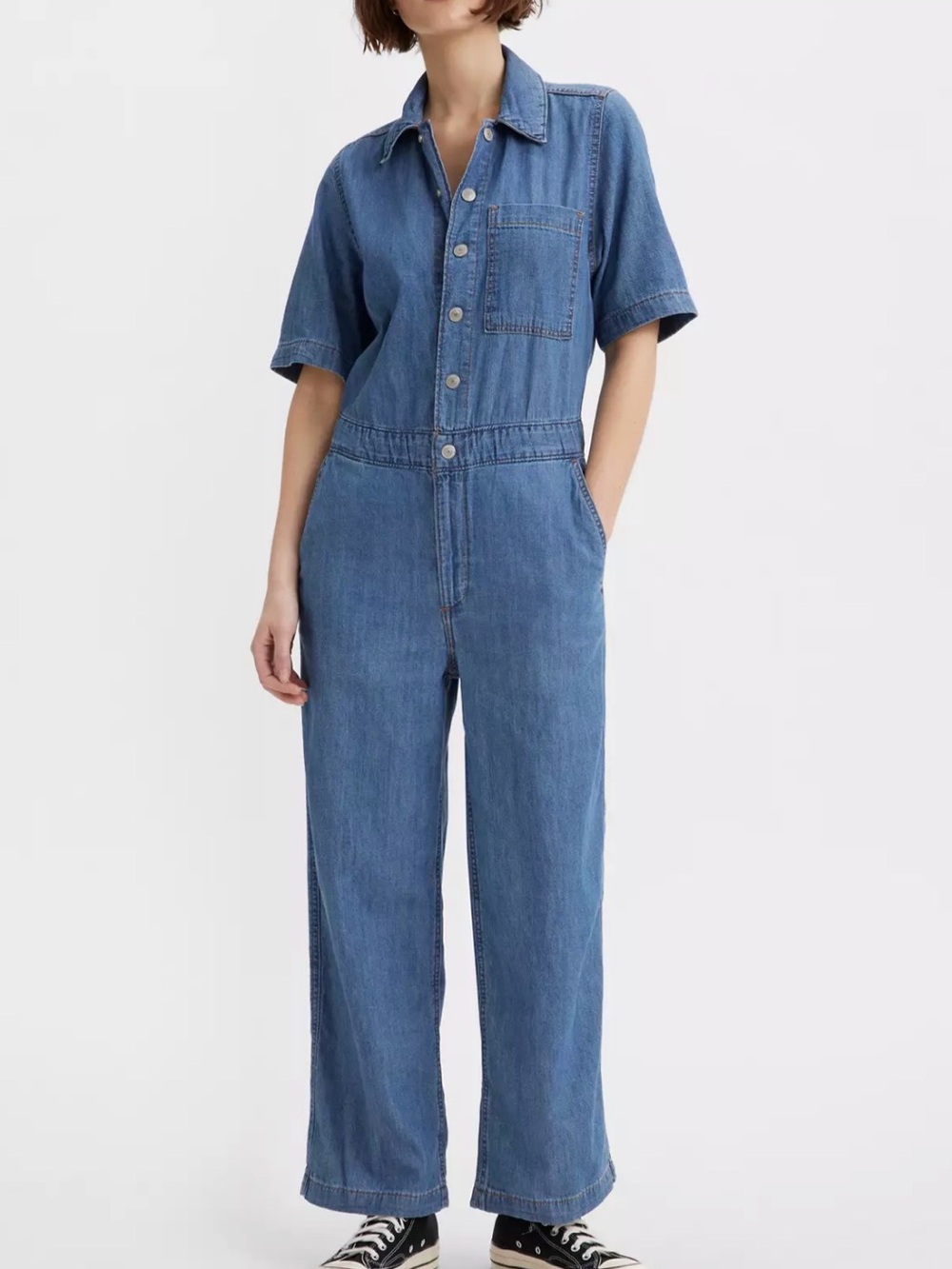 Levi's Short-Sleeve Heritage Jumpsuit Snap Down 100% Cotton Utility Coveralls